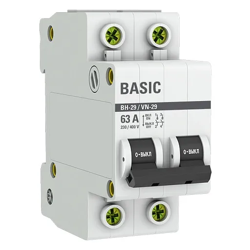 Выключатель нагрузки EKF Basic ВН-29 2Р 63А 230 В на DIN-рейку (SL29-2-63-bas) Выключатель нагрузки EKF Basic ВН-29 2Р 63А 230 В на DIN-рейку (SL29-2-63-bas)