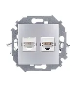 Розетка компьютерная/ телефонная Simon 15 встраиваемая алюминий RJ11/ RJ45 (1591590-033) Розетка компьютерная/ телефонная Simon 15 встраиваемая алюминий RJ11/ RJ45 (1591590-033)