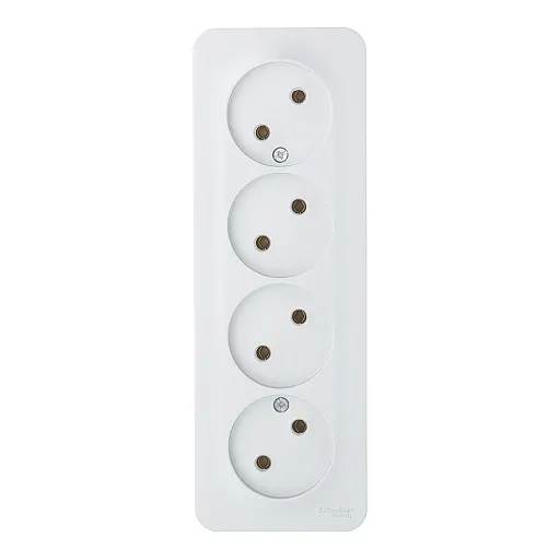 Розетка четверная Systeme Electric Blanca накладная алюминий без заземления (BLNRA000413) Розетка четверная Systeme Electric Blanca накладная алюминий без заземления (BLNRA000413)