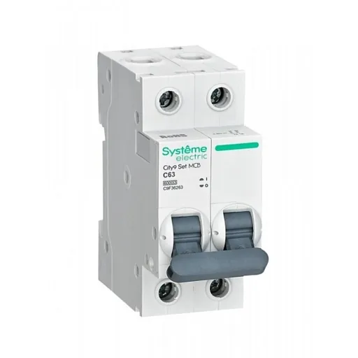 Автоматический выключатель модульный Systeme Electric City9 Set 2P 63А тип C 6 кА 230 В (C9F36263)