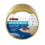 Лента клейкая Unibob двусторонняя на тканевой основе желтая 38 мм 25 м Лента клейкая Unibob двусторонняя на тканевой основе желтая 38 мм 25 м