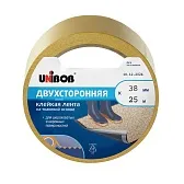 Лента клейкая Unibob двусторонняя на тканевой основе желтая 38 мм 25 м