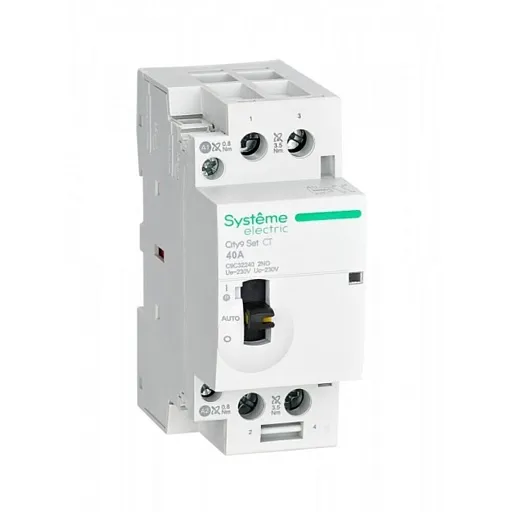Контактор модульный Systeme Electric City9 Set 230 В 40 А тип AC 2НО с ручным управлением (SE C9C32240) Контактор модульный Systeme Electric City9 Set 230 В 40 А тип AC 2НО с ручным управлением (SE C9C32240)