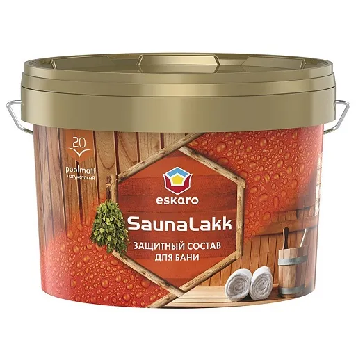Лак Eskaro Saunalakk для бань и саун акрилатный бесцветный 2,4 л Лак Eskaro Saunalakk для бань и саун акрилатный бесцветный 2,4 л