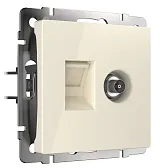 Розетка телевизионная/ компьютерная Werkel встраиваемая слоновая кость TV/ RJ45 (a056110) Розетка телевизионная/ компьютерная Werkel встраиваемая слоновая кость TV/ RJ45 (a056110)