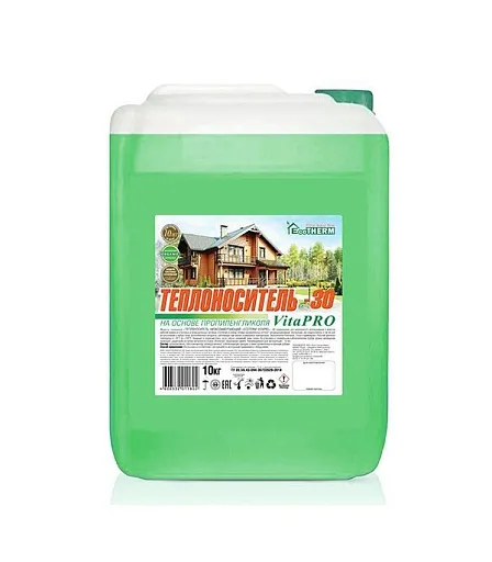Теплоноситель Eco Therm VITA PRO -30 °С 10 кг на основе пропиленгликоля Теплоноситель Eco Therm VITA PRO -30 °С 10 кг на основе пропиленгликоля