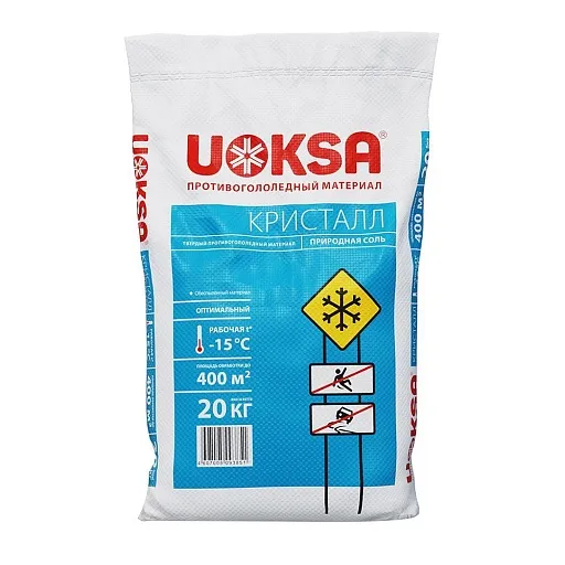 Реагент противогололедный Uoksa Кристалл -15 °С 25 кг