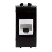 Розетка для кабель-канала компьютерная DKC Brava черная RJ45 1 модуль (77654N)