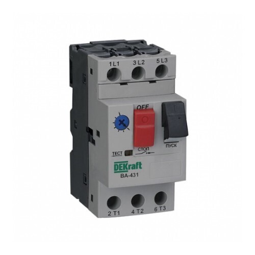 Автомат защиты двигателя Dekraft ВА-431 (21230DEK) 3P 14А 15 кА 690 В на DIN-рейку