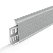 Плинтус ПВХ напольный Деконика 70 мм алюминий 2200 мм Г-профиль с кабель-каналом