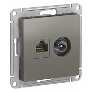 Розетка телевизионная/ компьютерная Systeme Electric AtlasDesign встраиваемая сталь TV/ RJ45 (ATN000989)