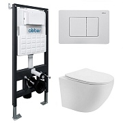 Комплект инсталляции Abber с унитазом Bequem с кнопкой белой и сиденьем микролифт (AC1100T-AC0105-AC0120MW) Комплект инсталляции Abber с унитазом Bequem с кнопкой белой и сиденьем микролифт (AC1100T-AC0105-AC0120MW)