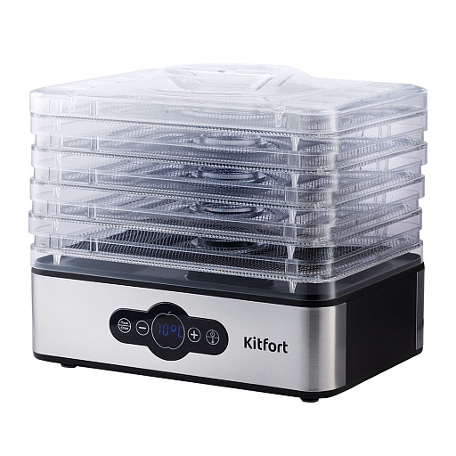 Сушилка для овощей и фруктов Kitfort КТ-1914 черно-серебристая