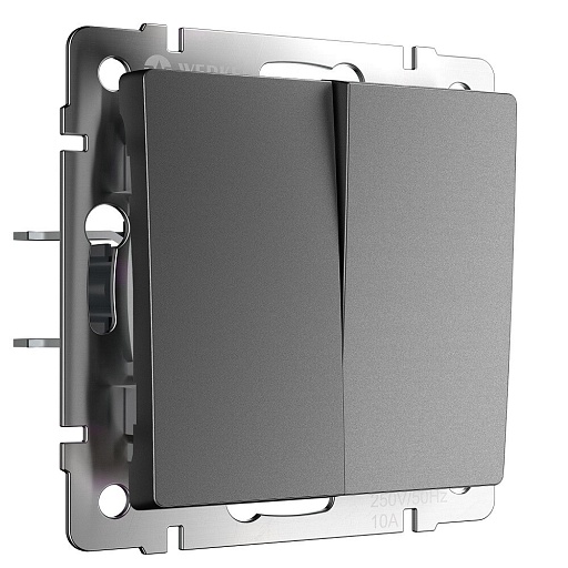 Выключатель Werkel двухклавишный встраиваемый графит матовый перекрестный (a064032) Выключатель Werkel двухклавишный встраиваемый графит матовый перекрестный (a064032)