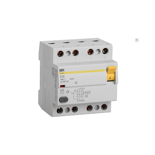 УЗО IEK ВД1-63S 63А 3P+N тип AC 300 мА 6 кА селективное (MDV12-4-063-300)