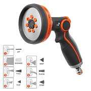 Пистолет для полива 1/2 х 5/8 х 3/4 Daewoo Spray Gun с регулировкой напора 7 режимов (DWG 4020) Пистолет для полива 1/2 х 5/8 х 3/4 Daewoo Spray Gun с регулировкой напора 7 режимов (DWG 4020)