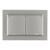 Розетка IEK Brite РСбш12-3-44-БрС встраиваемая сталь с крышкой (BR-R26-16-44-K46-F)