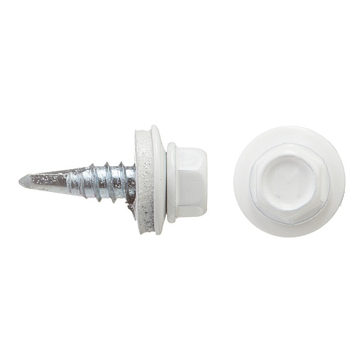 Саморезы кровельные с буром 19х5,5 мм металл-металл сигнальный белый RAL 9003 Daxmer (250 шт.)