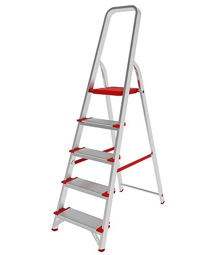 Стремянка алюминиевая 5 ступеней 130 мм усиленная 1,03 м Новая высота Стремянка алюминиевая 5 ступеней 130 мм усиленная 1,03 м Новая высота