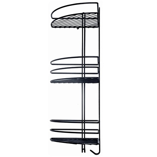 Полка для ванной Металаксон угловая трехъярусная с крючками 270х585х200 мм металл черная (48991-3ЧМ)
