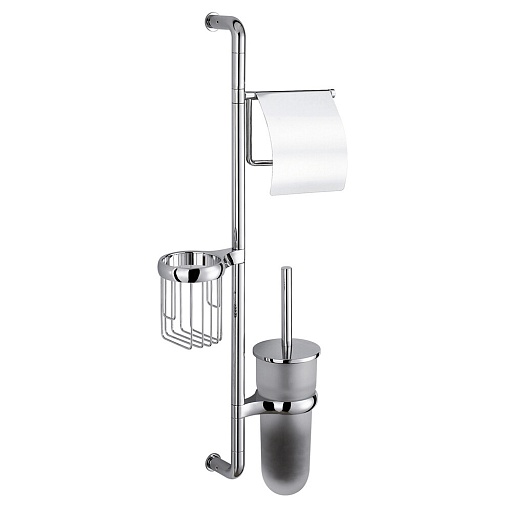 Стойка с бумагодержателем и ершом WasserKraft стекло/металл хром  Стойка с бумагодержателем и ершом WasserKraft стекло/металл хром