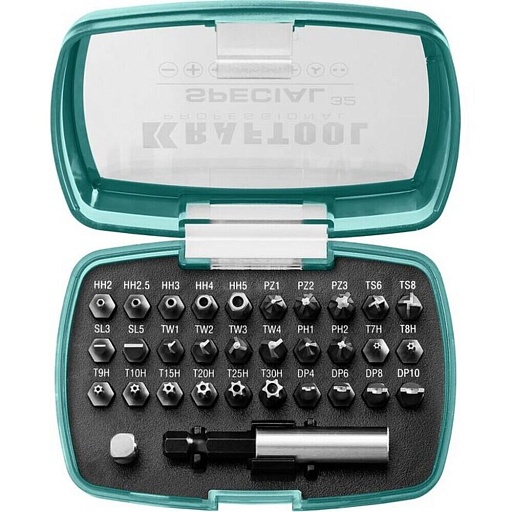 Набор бит Kraftool Special-32 (2610-H32) PH/PZ/SL/TORX 25 мм с адаптером (32 шт.) Набор бит Kraftool Special-32 (2610-H32) PH/PZ/SL/TORX 25 мм с адаптером (32 шт.)