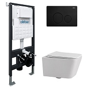 Комплект инсталляции Abber с унитазом Rechteck с кнопкой черной и сиденьем микролифт (AC1201-AC0105-AC0121MB)