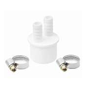 Переходник двойной для подключения сливного шланга ДТРД 14х40 мм с хомутами