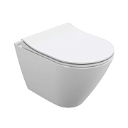 Унитаз подвесной сорт Коммерческий Модель 02 безободковый белый с сиденьем дюропласт микролифт (68367)