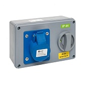 Розетка силовая настенная с заземлением 2Р+РЕ 16 А 220-230 В IP44 синяя/серая (ps-1413-16-220) Розетка силовая настенная с заземлением 2Р+РЕ 16 А 220-230 В IP44 синяя/серая (ps-1413-16-220)