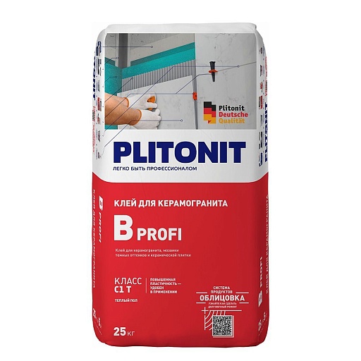 Клей для плитки/ керамогранита/ мозаики Plitonit В Профи серый класс C1 T 25 кг