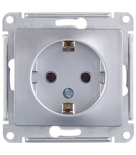 Розетка Systeme Electric Glossa встраиваемая алюминий (GSL000343)