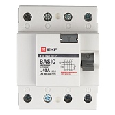 УЗО EKF Basic ВДТ-40 40А 3P+N тип AC 300 мА 4,5 кА (elcb-4-40-300e-sim)