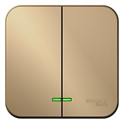 Выключатель Systeme Electric Blanca двухклавишный накладной титан с подсветкой (BLNVA105114)