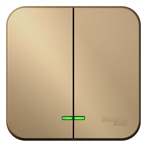 Выключатель Systeme Electric Blanca двухклавишный накладной титан с подсветкой (BLNVA105114)