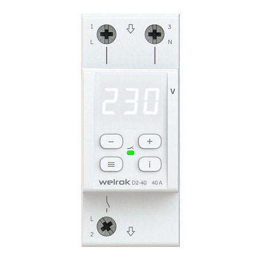 Реле напряжения модульное Welrok D2-40 220 В 40 А тип AC цифровое Реле напряжения модульное Welrok D2-40 220 В 40 А тип AC цифровое