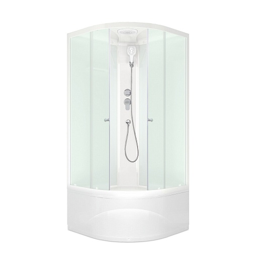 Душевая кабина Domani-Spa Delight Slim 90х90х218 см стекло матовое 4 мм с высоким поддоном полукруг Душевая кабина Domani-Spa Delight Slim 90х90х218 см стекло матовое 4 мм с высоким поддоном полукруг