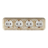 Розетка Lavelly Antico четверная RA16-466-G открытая установка золото с заземлением Розетка Lavelly Antico четверная RA16-466-G открытая установка золото с заземлением