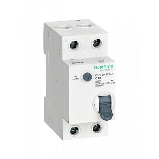 Автомат дифференциальный Systeme Electric City9 Set 10А 1P+N тип AC 30 мА 6 кА (C9D36610)