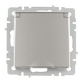 Розетка IEK Brite РСбш10-3-44-БрС встраиваемая сталь со шторками с крышкой (BR-R16-16-44-K46)