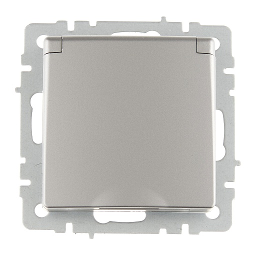 Розетка IEK Brite РСбш10-3-44-БрС встраиваемая сталь со шторками с крышкой (BR-R16-16-44-K46)