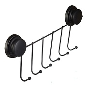 Вешалка для ванной Fora Grafit 6 крючков на присоске металл черный (GRA004)