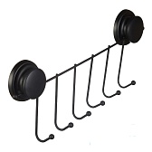 Вешалка для ванной Fora Grafit 6 крючков на присоске металл черный (GRA004)