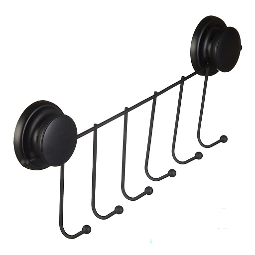 Вешалка для ванной Fora Grafit 6 крючков на присоске металл черный (GRA004)