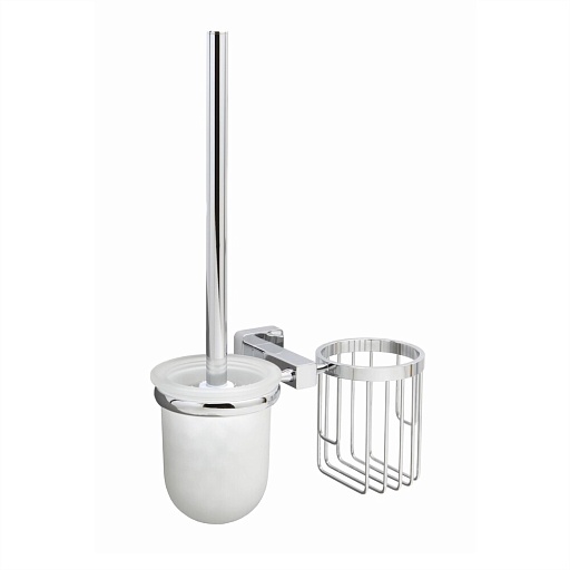 Ершик для унитаза WasserKraft Lippe подвесной с корзиной для освежителя металл хром (K-6535)