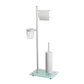 Стойка с бумагодержателем и ершом WasserKraft напольная стекло/металл белая