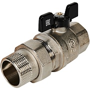 Кран шаровой латунный Stout SVB 1 1/4 ВР(г) х 1 1/4 НР(ш) полнопроходной бабочка со сгоном прямой (SVB-0007-200032)