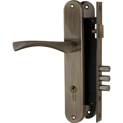 Замок врезной Fuaro LOCKSET.9011 AB для входной двери под цилиндр бронза 5 ключей Замок врезной Fuaro LOCKSET.9011 AB для входной двери под цилиндр бронза 5 ключей