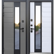 Дверь входная с терморазрывом Ferroni Luxor Termo 5 левая эмаль серый - эмалит белый 960х2050 мм