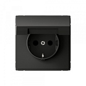 Розетка Systeme Electric ArtGallery встраиваемая базальт со шторками с крышкой (SE GAL001446)